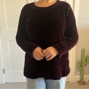 Orvis Dark Purple Chenille Sweater - Large
